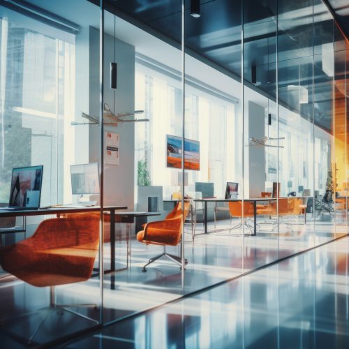Blurry scene business office background. Lobby reception hall interior or empty indoor foyer meeting room with blurry light from glass wall window. Blurry scene business office background. Lobby reception hall interior or empty indoor foyer meeting room with blurry light from glass wall window